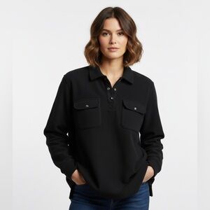 L.L. Bean Women’s Pullover Fleece Jacket XL Black Outdoors Hiking Cabincore Warm